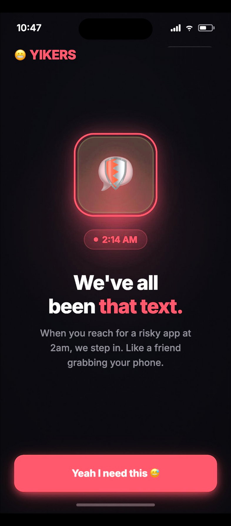 YIKERS intercept ☠ blocking app access during danger hours