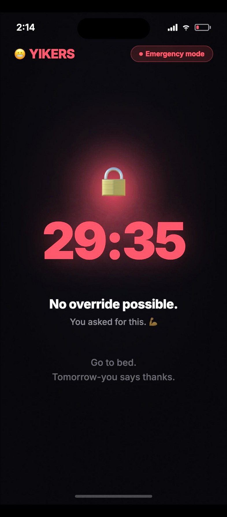 Emergency lockout ☠ 29:35 remaining